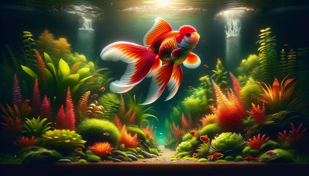 colorful goldfish with distinctive head shape