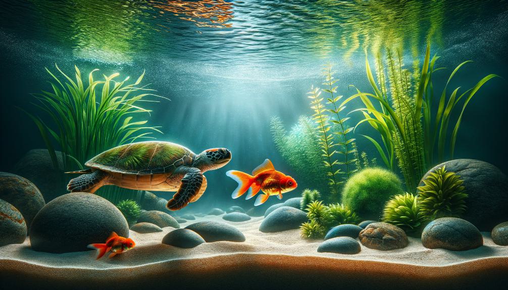turtles and goldfish cohabitation